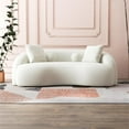 thumbnail image 2 of Highland Modern Living Room French Knitted White Boucle Fabric Upholstered Sofa, 2 of 7
