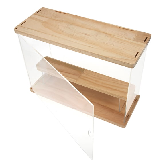 Acrylic Display Stand Storage Shelf Cabinet for Mini Figure Toy Collectibles Organizer Holder Wooden