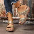 thumbnail image 2 of Sandals Women Open Toe Glitter Slip on Orthopedic Shoes Summer Casual Slides Nonslip Thick Sole Wedges Beach Shoes Gold Size 6.5, 2 of 7