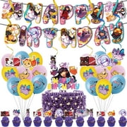 38-Piece For Aphmau Cartoon Theme Birthday Party Decorations Set with Banner, Cake Topper, 12 Cupcake Toppers , 6 Swirls and 18 Balloons