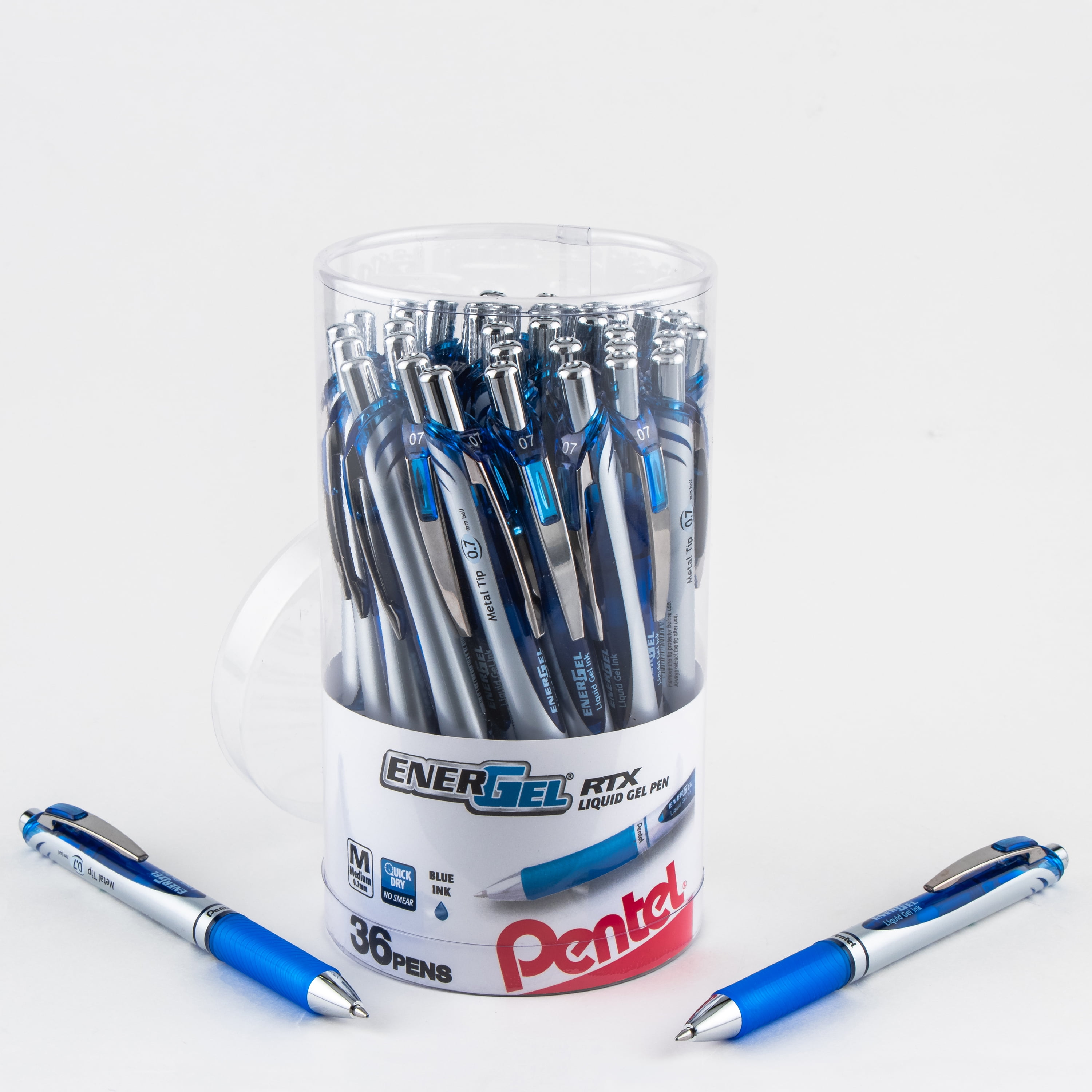 Pentel EnerGel RTX Gel Pen, (0.7mm), Medium Line, Blue Ink 36pk