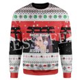 thumbnail image 3 of Suéter feo de punto divertido de Navidad de algodón con diseño de Papá Noel para mascotas, suéter informal vintage de invierno estilo Harajuku, jersey retro de manga larga con impresión 3D, 3 of 5