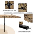 thumbnail image 4 of 15 x 9 Pi. Grand Double-Face Rectangulaire Extérieur Twin Patio Marché Parapluie, Taupe, 4 of 5