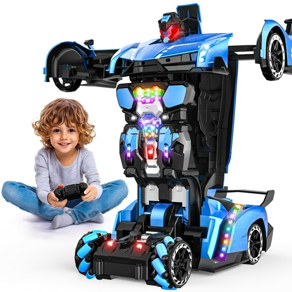 Holyton Transform Remote Control Car, Transform Robot RC Cars,1:10 Scale,Toy Car with STEM Programming,One-Button Robot, LED Lights,Sound Effects, Ideal Gift for 5 6