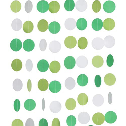 MOWO Paper Garland Circle Dots Hanging Decor,2 in Diameter,20 feet yellow,grey,white,3pc