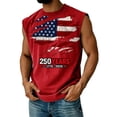 thumbnail image 2 of Hogleaql Usa Tank Top Men 4th Of July Muscle American Flag Print Sleeveless Shirt Crewneck Patriotic Workout Dressy Tank Tee Red 4XL, 2 of 4