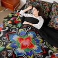 thumbnail image 4 of Erosebridal Bohemian Flower Bedding Comforter Set for Girls, Paisley Mandala Queen Bedding Sets, Black Reversible, 7 Pieces, 4 of 5