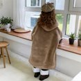 thumbnail image 5 of OGLCCG Girl's Faux Fur Long Jacket Lapel Open Front Fuzzy Fleece Cardigan Coat Thickened Warm Winter Button Fluffy Jacket with Pockets 5-14 Years, 5 of 6
