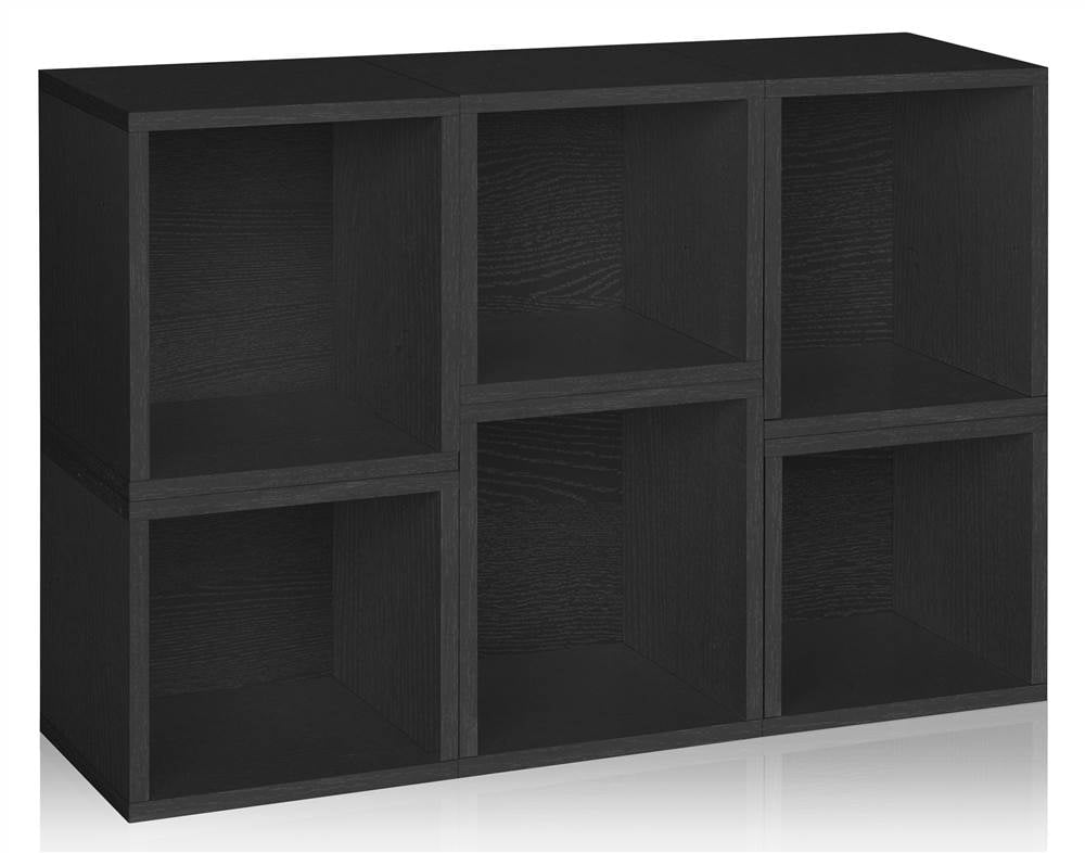 and Black White Triple Cube Plus Bookcase by Way Basics in Espresso 