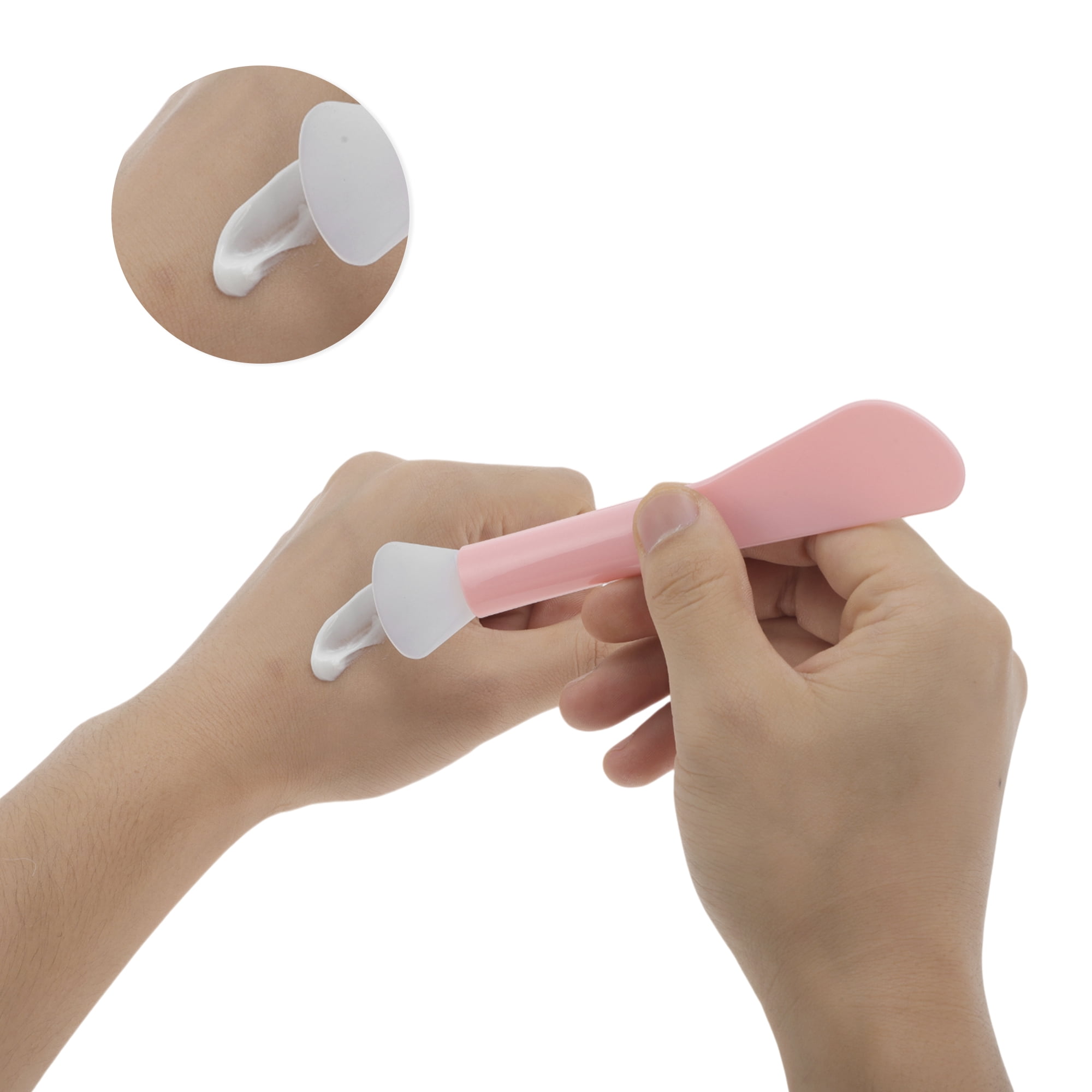Unique Bargains Double-headed Fan Type Facial Mask Brush 1 Pc Pink