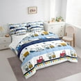 thumbnail image 3 of Castle Fairy Kids Cute Excavator 7-Piece Twin Bedding Sets,Abstract Stripes Bedding Comforter Set,Cartoon Truck Breathable Sheet Sets,Breathable Home Decor, 3 of 8