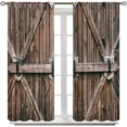 thumbnail image 3 of Rustic Curtains for Bedroom, Old Barn Door Wooden Board Living Room Curtains, Rural Hardwood Farmhouse Western Retro Drapes 2 Panel Sets,55x63 Inch, 3 of 6