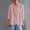 Pink, variant on Collared Women's Tops 3/4 Sleeve Cotton Linen Blouse Casual Gray Plain Pullover for Women