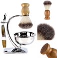 thumbnail image 5 of Juego de 2 brochas de afeitar, mango de madera, oso para hombres, barbería, brocha de afeitar para hombres, herramienta para limpieza facial y afeitado de barba ER, 5 of 5
