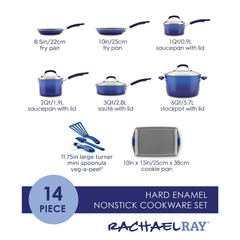 Rachael Ray 14-Piece Gradient Aluminum Cookware with Porcelain