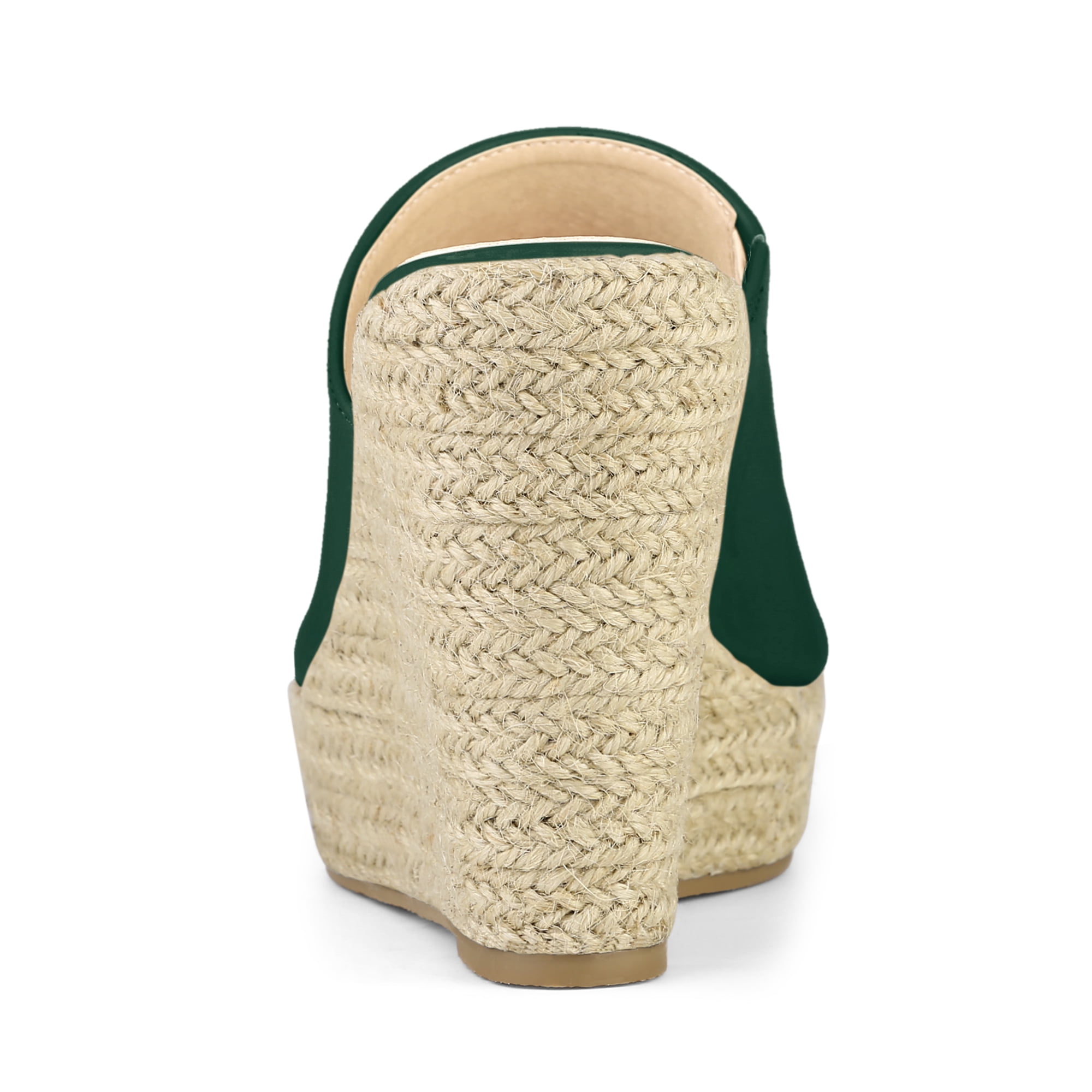 DARING DIVA Women's Slip on Platform Sandals Espadrilles Wedges Slides Dark Green 10
