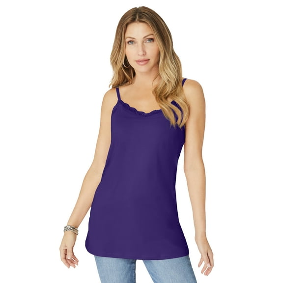 Roaman's Women's Plus Size Lace Trim Bra Cami