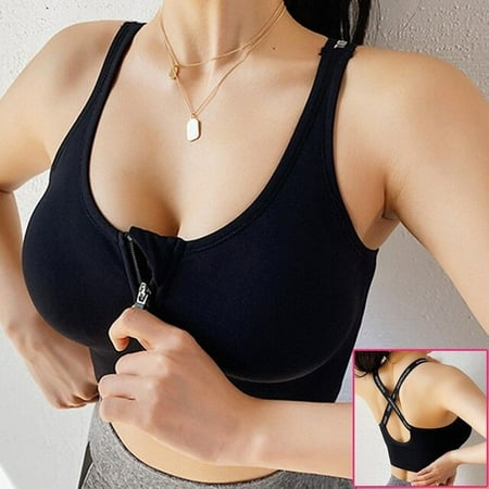 

ANXINDABX Cloud Hide Front Zipper Sports Bra Women Underwear Push Up Yoga Crop Top Bras Solid Athletic Vest Gym Fitness Shirt Sportswear