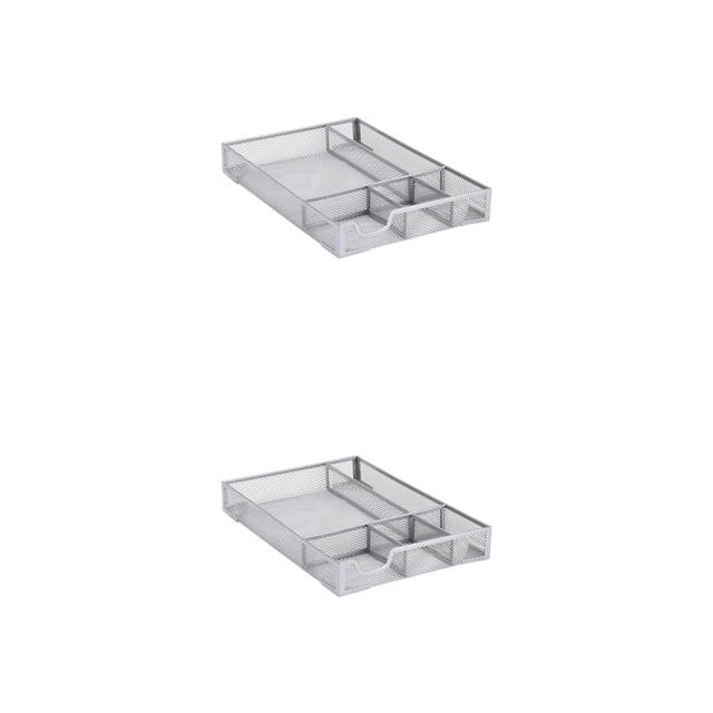 Bandeja de metal Sidaley con múltiples compartimentos A5 plateado 2piezas