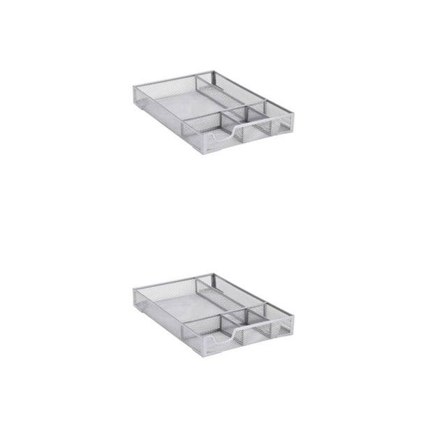 Bandeja de metal Sidaley con múltiples compartimentos A5 plateado 2piezas