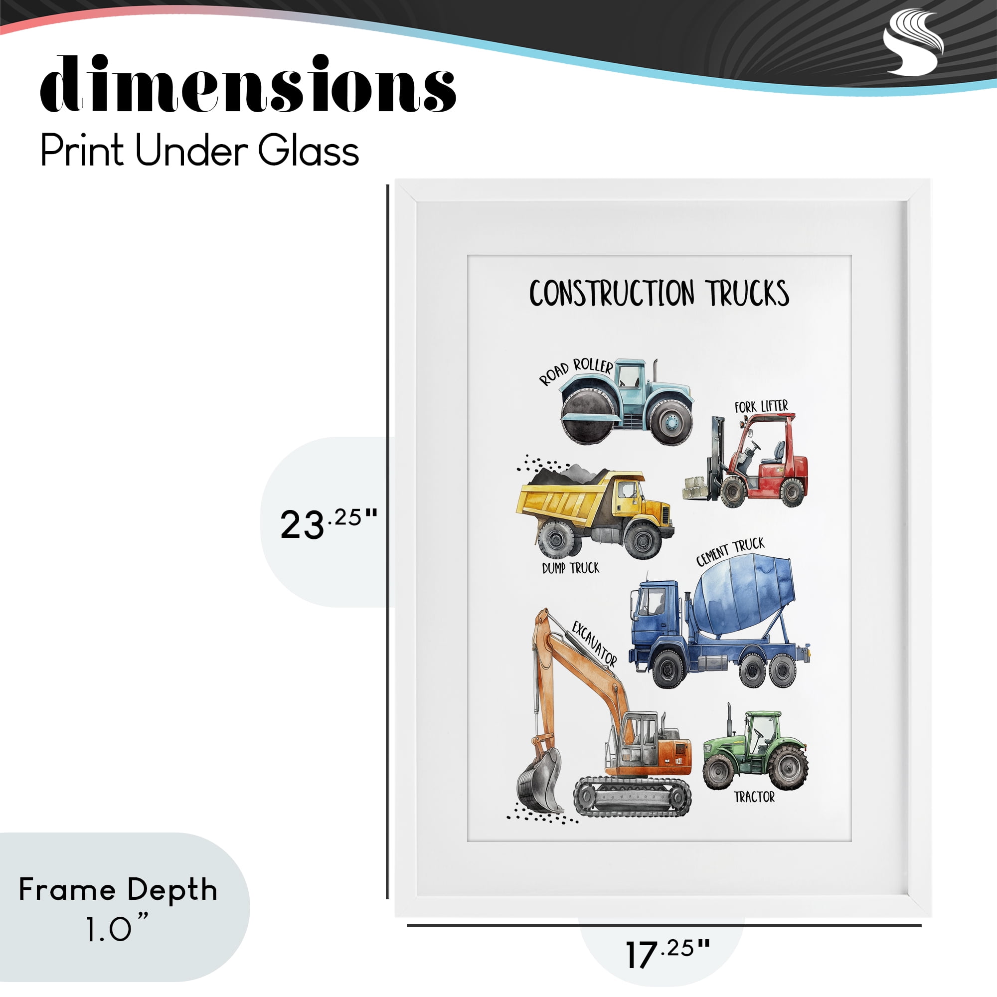 Stupell Industries Utility Trucks Construction White Framed Print Under Glass, design by Christine Simpson Art