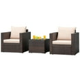 thumbnail image 5 of Patiojoy 3-Pirce Rattan Patio Furniture Set with 2 Cushioned Sofas and Coffee Table, Brown, 5 of 7