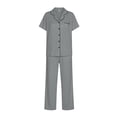 thumbnail image 6 of LWITHSZG Pajama Sets for Women Short Sleeve Button Down Shirts and Straight Leg Pants 2 Piece Matching Pjs Summer Loose Lounge Sets, 6 of 6