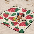 thumbnail image 5 of Strawberries Leaves Flowers Beach Blanket Outdoor Picnic Blanket 78"x 78" Waterproof Foldable for Beach Camping Travel Hiking Grass Lawn Park, 5 of 5
