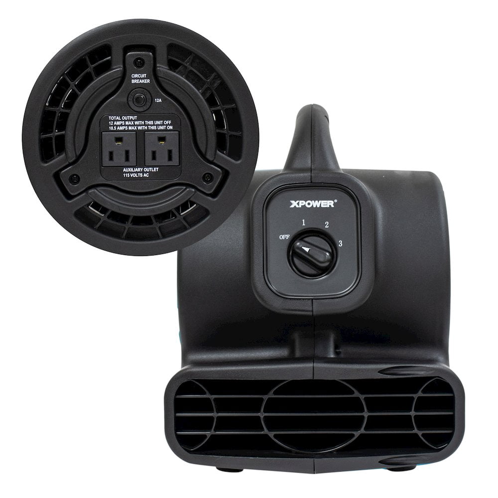 XPOWER P-80A 600 CFM Multi-Purpose Mini Air Mover, Utility Fan, Dryer, Blower - Black