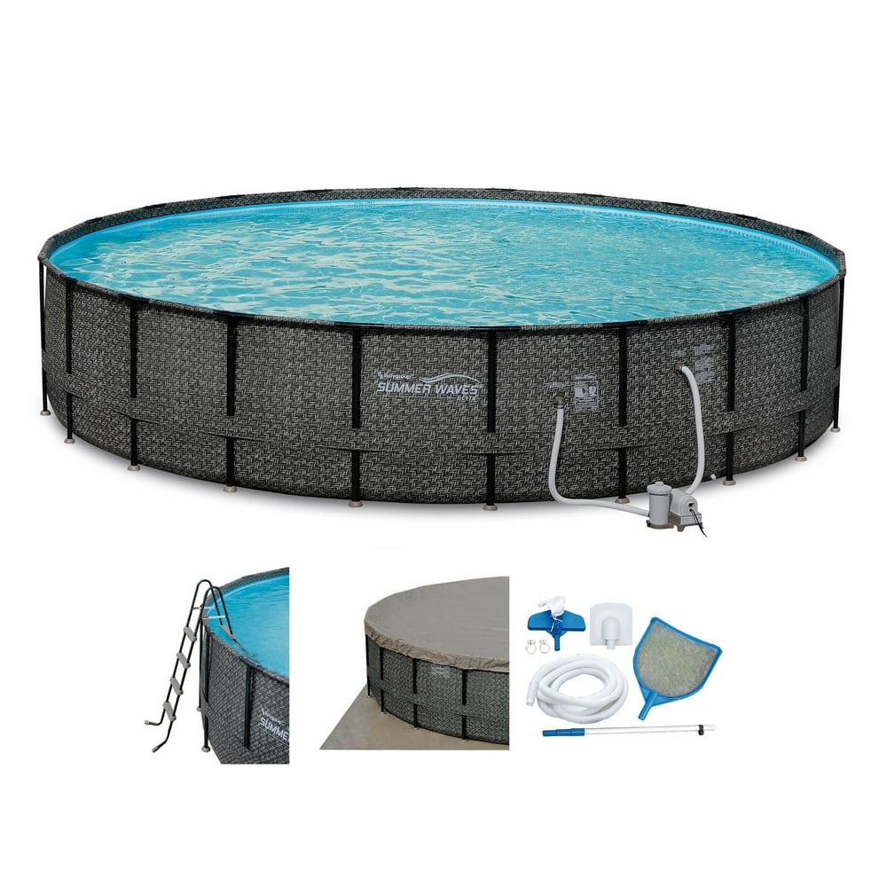 Summer Waves Elite 22ft x 52in Above Ground Frame Swimming Pool Set with Pump - Walmart.com