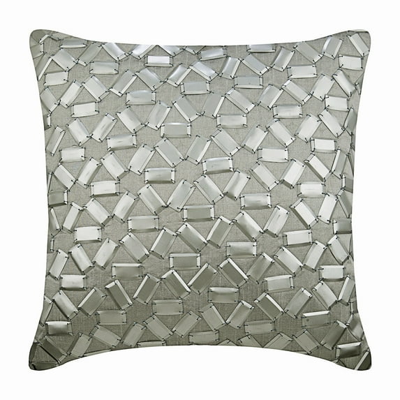Cushion Covers For Couch, Decorative Pillow Covers 18x18 inch (45x45 cm) Silver, Silk Throw Pillow Covers, Handmade Pillow Covers, Modern Geometric Pillow Cover, Modern - True Silver