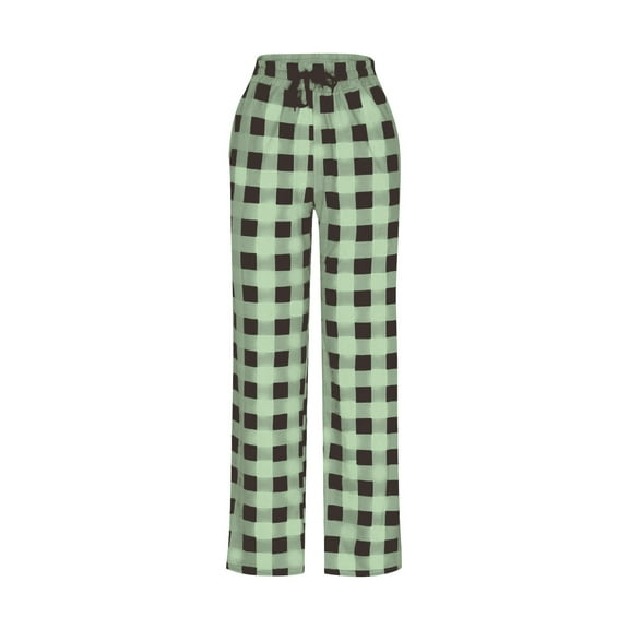 Mens Pajamas Pants Plaid Soft Casual Comfortable Wide Leg Pants Stretchy Drawstring pjs with pockets Mint Green S