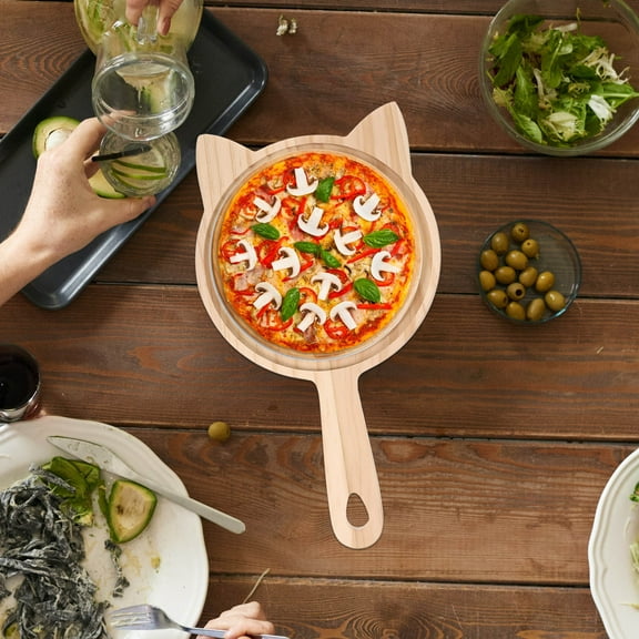 HAKIDZEL Wooden Pizza Peel for Kitchen Use Hand Polished Smooth with Holes Easy to Suspend Light Brown