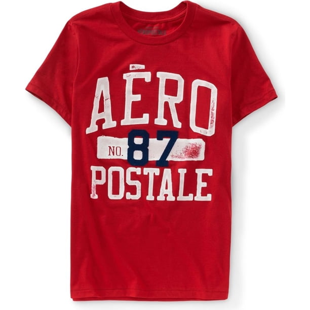 Aeropostale - Camiseta gráfica para hombre Aero No. 87, roja, pequeña Aeropostale Camiseta gráfica