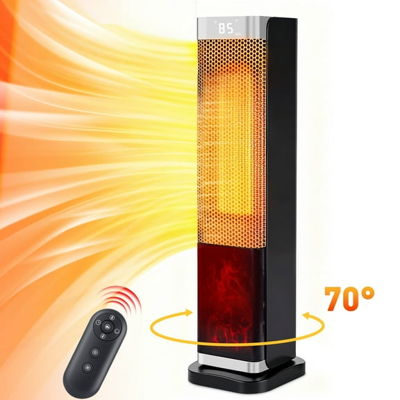 WLRETMCI 1500W Tower Space Heater Ceramic Electric Heater with Remote and Thermostat 70° Oscillating Energy Efficient and Quiet for Indoor Home Office Use