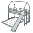 thumbnail image 6 of Newest Playhouse Twin over Full Pine Bunk Bed with Slide, Roof Design & Guardrails for Small Room, Gray, 6 of 13