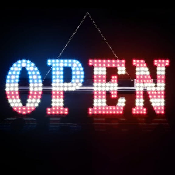 30"x10" LED Open Signs for Business, Ultra Bright Extra Jumbo LED Neon Large Open Sign with Hanging Installation,Open Sign for Stores Bar Hotel Retail Shops Window Salon Restaurant Office (White-Blue)