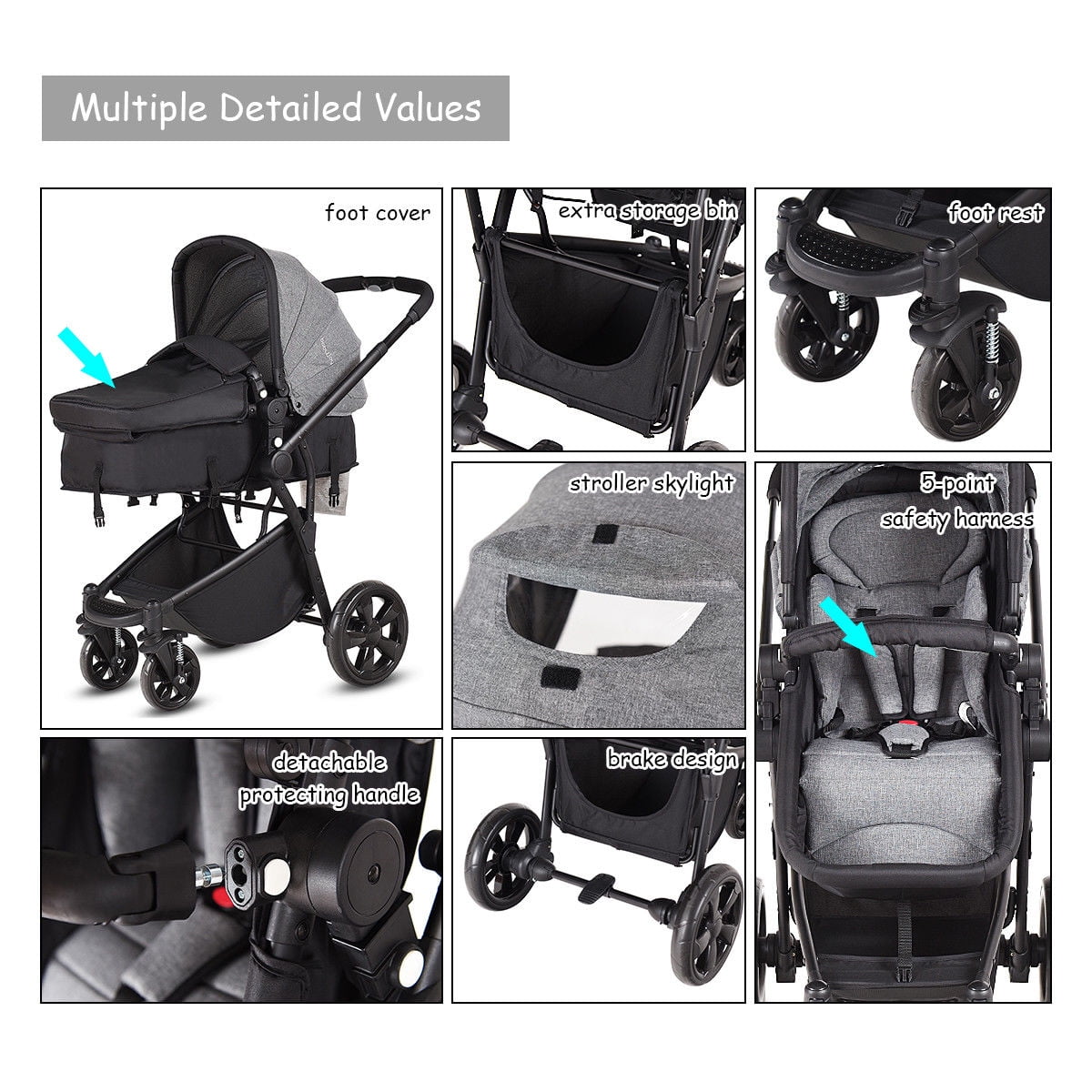 costway 2 in 1 stroller