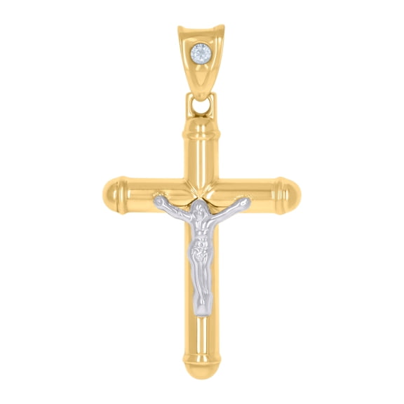 10K Two-Tone Gold Unisex Inri Crucifix Cross Religious Charm Pendant