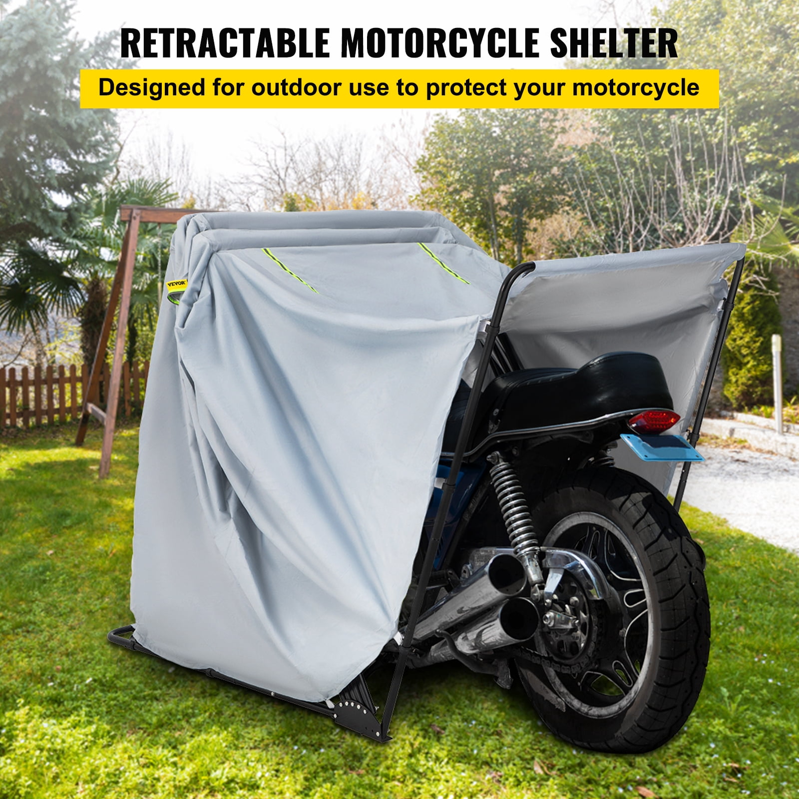NEVERLAND Motorcycle Cover Waterproof Outdoor Storage Bag Fits up to 116 Motors Universal Motor Scooter Protective Covers with 2 Reflective Strips Heavy Duty 420D Denier Oxford Cloth 