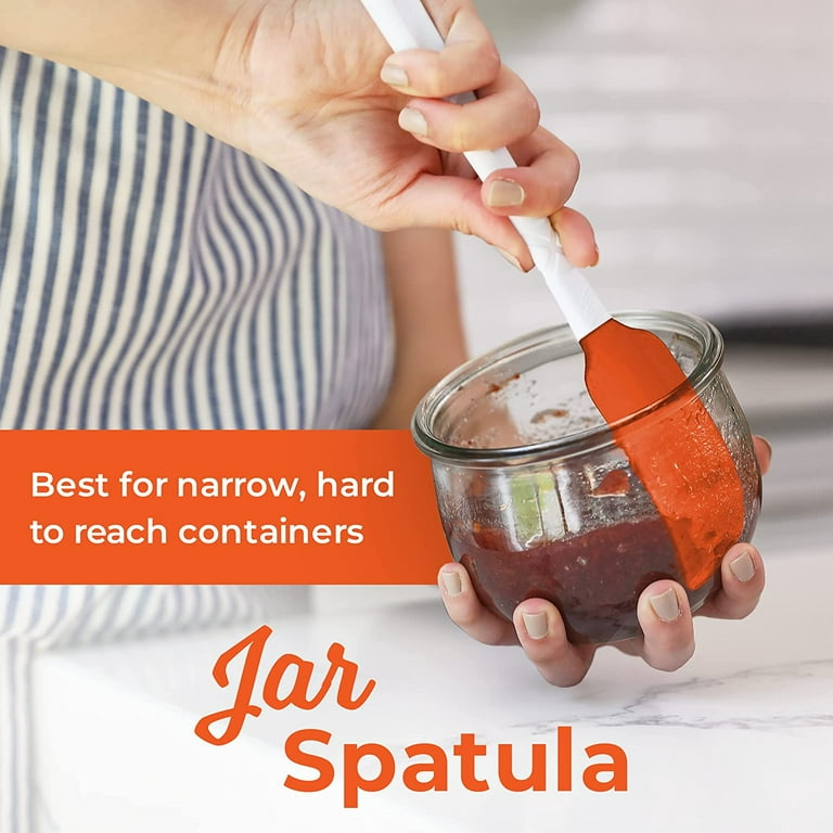 Silicone Jar Spatula, Small Rubber Scraper, Spatulas Silicone Heat  Resistant, Seamless,Non StIck Cookware 11.2 Inch, Black.