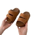thumbnail image 4 of Kids Adjustable Double Strap Slide Sandals Boys & Girls Open Toe Slippers Soft Flat Summer Slides for Casual Daily Wear Brown Size 7-8 Years, 4 of 4