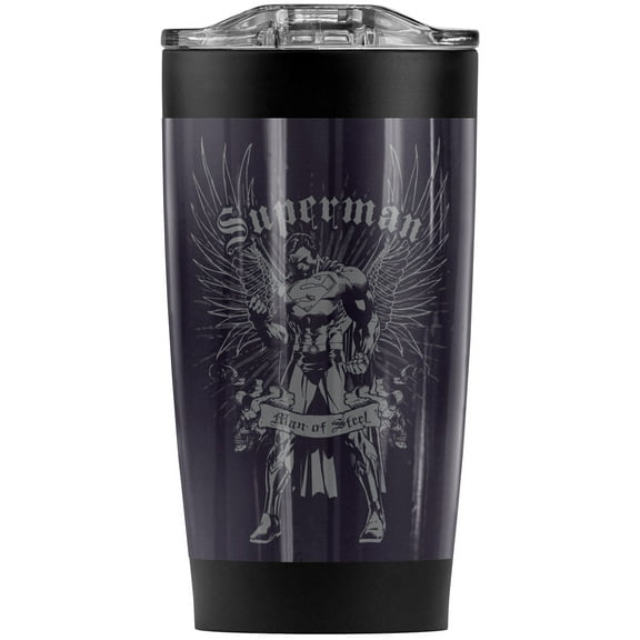 Superman Steel Stainless Steel Tumbler 20 oz Coffee Travel Mug/Cup, Vacuum Insulated & Double Wall with Leakproof Sliding Lid | Great for Hot Drinks and Cold Beverages