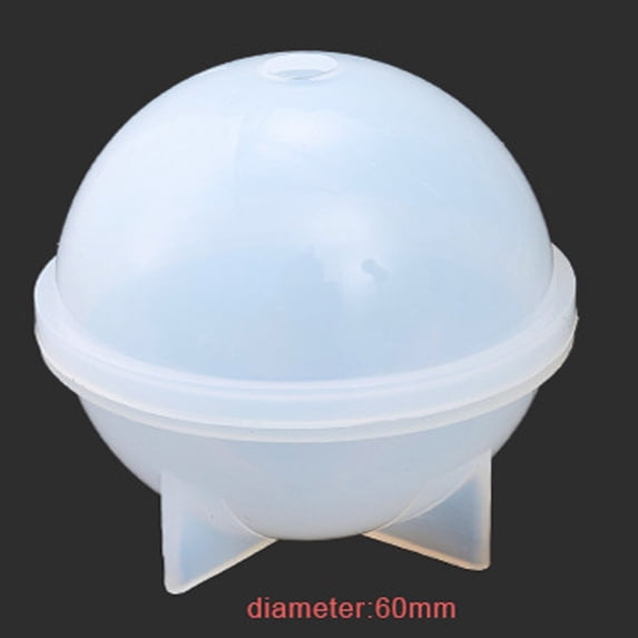 2.36"/6cm Sphere Silicone Mold, 5 Sizes (2-6cm) Sold Individually, Crystal Clear High Gloss 3D Ball with Hole and Stand for Resin, Jewelry, Soap, by Cosmug