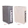 thumbnail image 4 of Laundry Collapsible Rolling Basket Oxford Waterproof Wheels Dirty Clothes Bag Rectangular Foldable Bin, 4 of 9