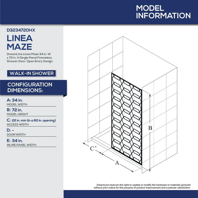 DreamLine Linea Maze 34 in. W x 72 in. H Single Panel DreamLine Linea Maze 34 in. W x 72 in. H Single Panel
