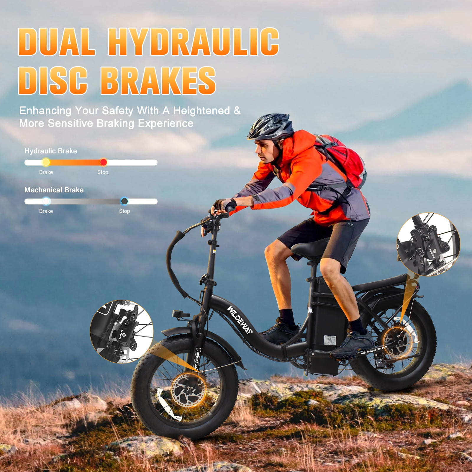 Wildeway Folding Dual Motors 2000W Mountain Bike for Adult, UL2849 48V 32AH Removable Battery Ebike 20X4"Fat Tire up to 28MPH&100 Miles Long Range Off Road Dual Hydraulic Disc Brake Electric Bicycle.