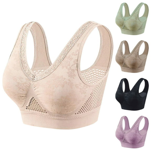 Resicozy Cool Liftup Bra, Summer Anti Sagging Sports Bras Buttonless Lift Up Mesh Bra Wireless Comfort Full Coverage Bras Black 2XL