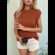 thumbnail image 5 of Top de Tirantes de Punto Holgado con Cuello Alto y Mangas para Mujer, Color Caramelo, Talla XL, 5 of 9