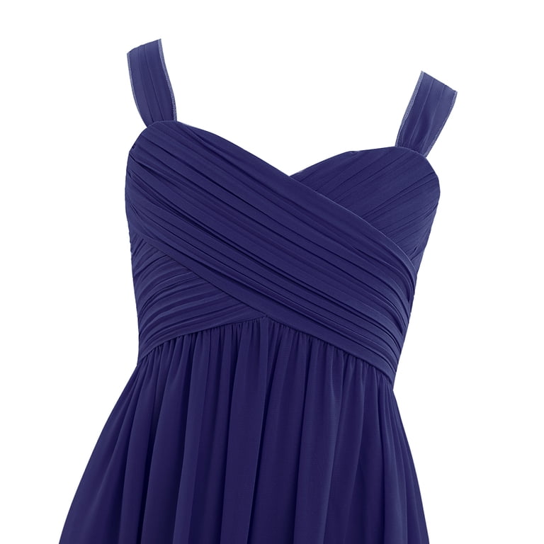 blue dress for baby girl A-Line Bridesmaid Dress V Neck Long Sleeve Blue Floor Length Chiffon with  Ruching / Solid Color